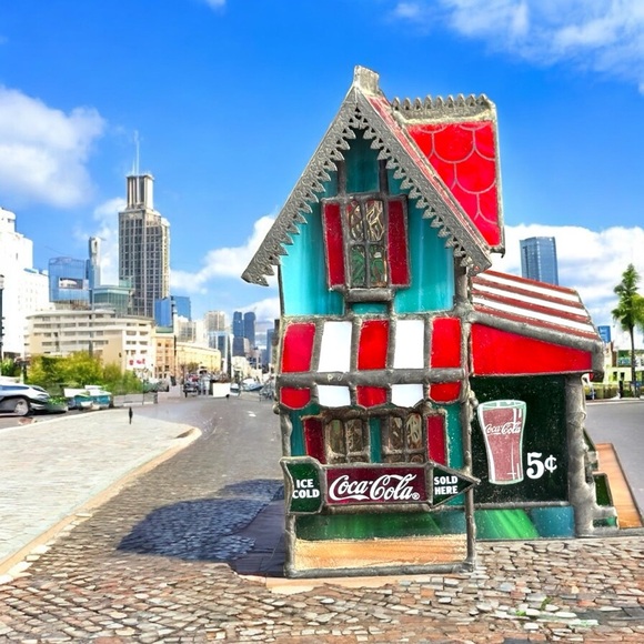Vintage 1995 Coca-Cola Stained Glass Corner Store Lighted Lamp - Picture 3 of 6